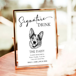Welsh Corgi Dog Wedding Signature Drink Sign