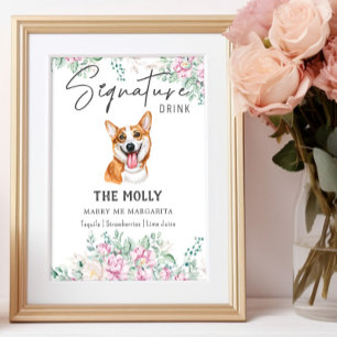 Welsh Corgi Dog Wedding Signature Drink Sign