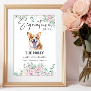 Welsh Corgi Dog Wedding Signature Drink Sign