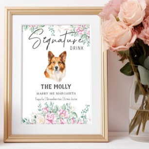 Welsh Corgi Dog Wedding Signature Drink Sign