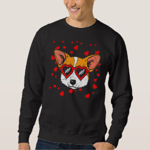 Welsh Corgi Face Heart Glasses Cute Dog   Sweatshirt