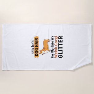 Welsh Corgi Glitter Funny Dog Lover T-Shirt Design Beach Towel