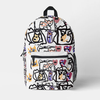 Welsh Corgi hearts Printed Backpack