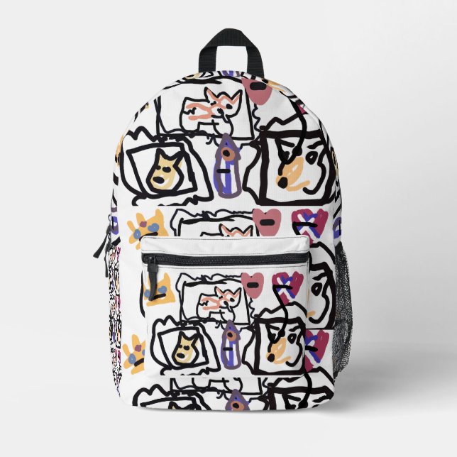 Welsh Corgi hearts  Printed Backpack (Front)