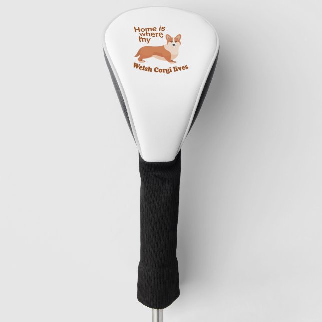 Welsh Corgi Home Golf Head Cover (Front)