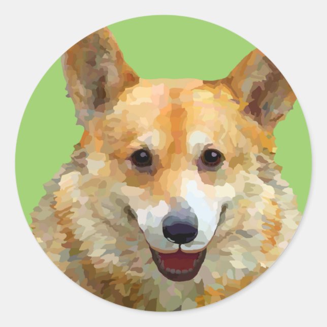 Welsh Corgi "Jazz" Fences For Fido Stickers (Front)