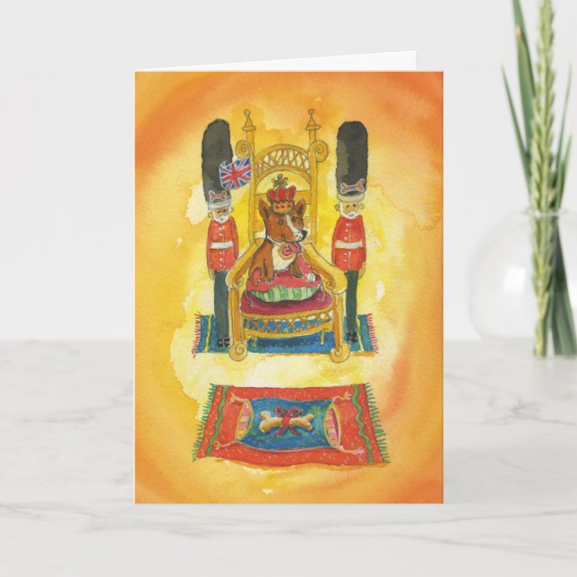 Welsh Corgi King - Happy Birthday Card (Front)
