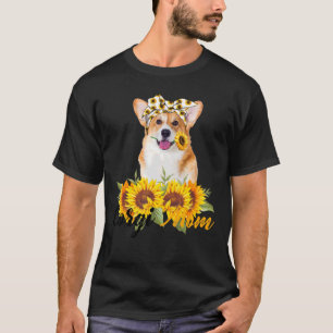 Welsh Corgi Mum Sunflower Summer Dog Mum Mama Wome T-Shirt