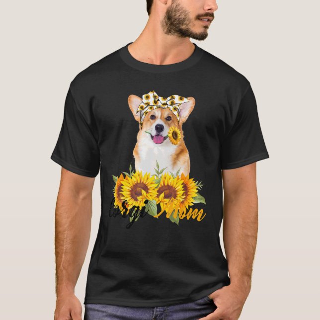 Welsh Corgi Mum Sunflower Summer Dog Mum Mama Wome T-Shirt (Front)