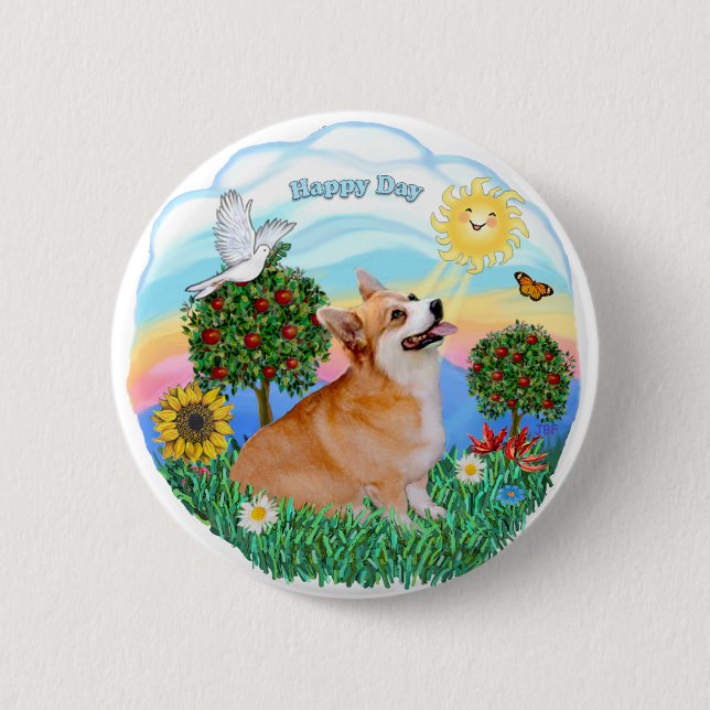 Welsh Corgi (Pembroke 7b) 6 Cm Round Badge (Front)