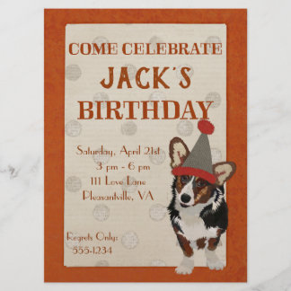 WELSH CORGI POLKADOT Birthday Invitation