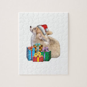 Welsh Corgi Puppy with Santa Hat Jigsaw Puzzle