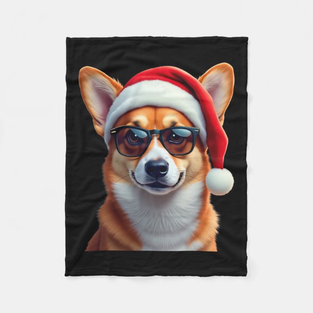 Welsh Corgi Santa Christmas Sweater Xmas Funny Cor Fleece Blanket (Front)