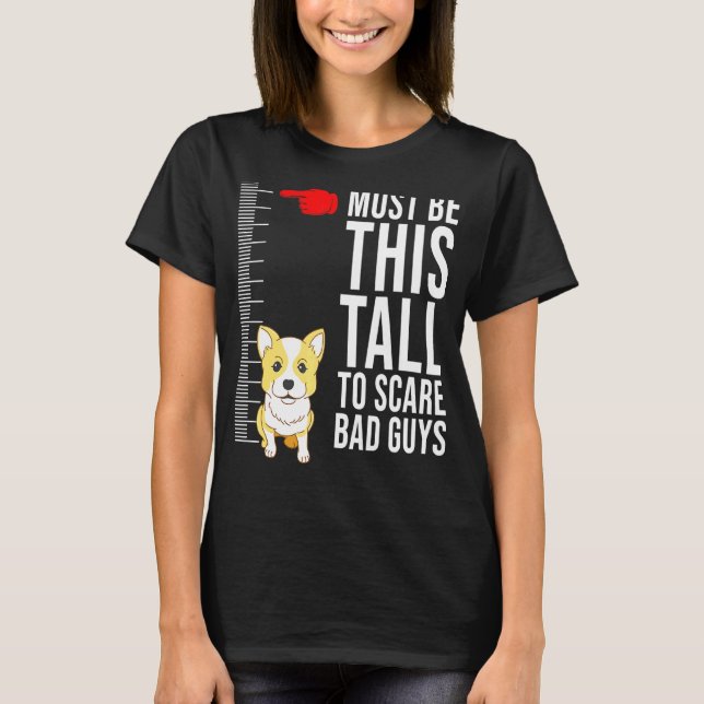 Welsh Corgi Small Dog Breed Owner Height Chart T-Shirt (Front)