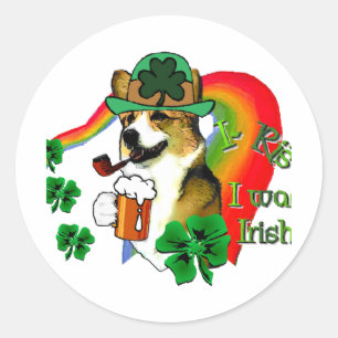 Welsh Corgi St Patricks Day Classic Round Sticker