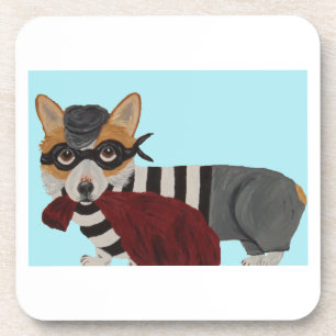 Welsh Corgi Treat Thief Burglar Coaster