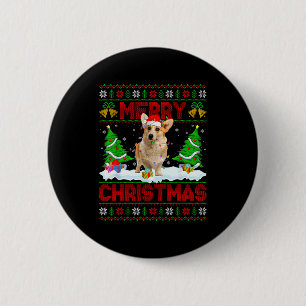 Welsh Corgi Ugly Xmas Sweater Funny Pet Dog Lover  6 Cm Round Badge