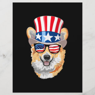 Welsh Corgi USA Flag Hat Glasses 4th of July Flyer