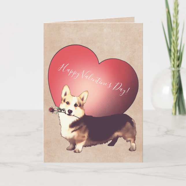 Welsh Corgi Valentine's Day Card (Front)