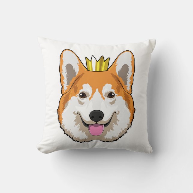 Welsh Corgi with Crown Cushion (Front)