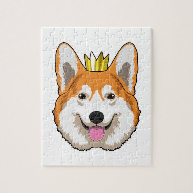 Welsh Corgi with Crown Jigsaw Puzzle (Vertical)