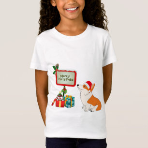 Welsh Corgi with Santa Hat and Sign T-Shirt