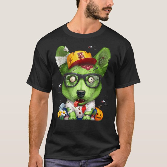 Welsh Corgi Zombie Halloween T-Shirt (Front)