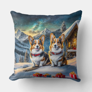 Welsh Corgis Holiday Design By Rich AMeN Gill Cushion