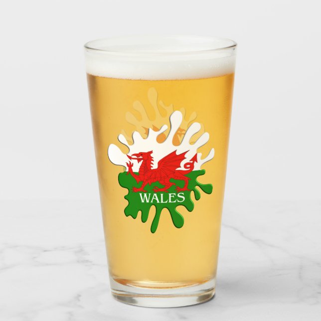 Welsh Cymru Flag Glass (Front Filled)