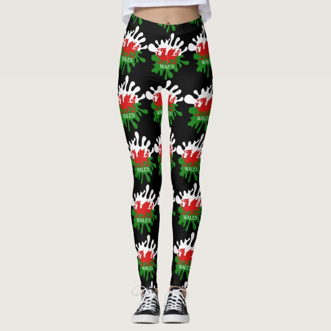 Welsh Cymru Flag Leggings (Front)