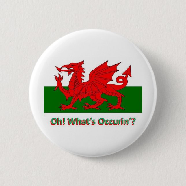 welsh dragon 6 cm round badge (Front)