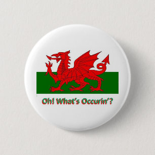 welsh dragon 6 cm round badge