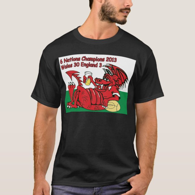 Welsh Dragon, 6 Nations Champions, Wales v England T-Shirt (Front)