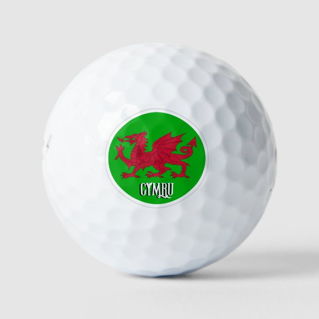 Welsh Dragon Balls, patriotic Wales / Cymru Golf Balls (Front)
