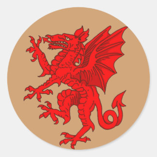 Welsh dragon brown - Customised Classic Round Sticker