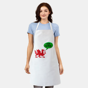 Welsh dragon counting to four in Welsh Apron