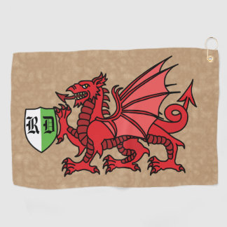 Welsh Dragon Custom Monogram Golf Towel