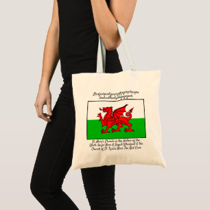 Welsh Dragon Flag Llanfairpwllgwyngyll Tote Bag