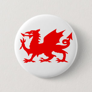 Welsh Dragon Flag, Wales Dragon Flag, England 6 Cm Round Badge