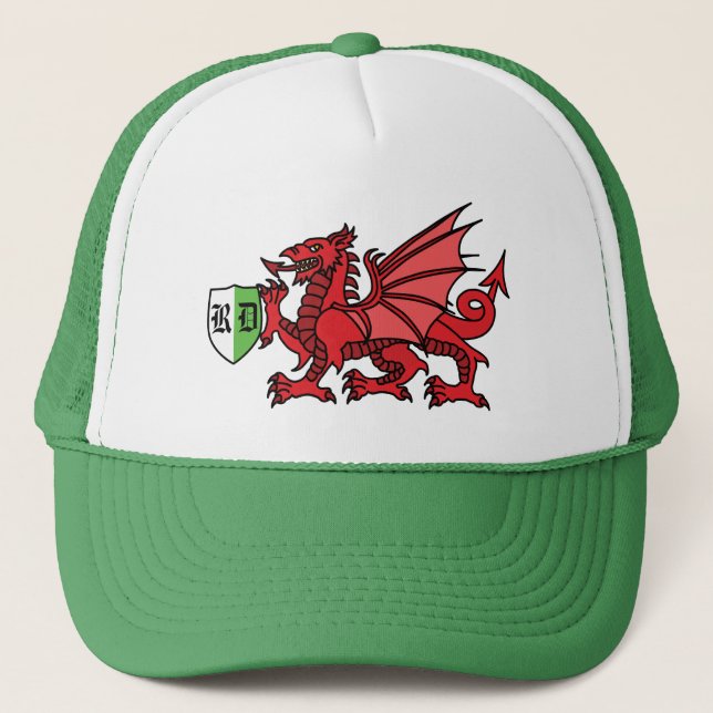 Welsh Dragon Monogram Trucker Hat (Front)