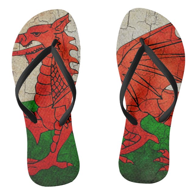 Welsh dragon on a cracked wall jandals (Footbed)