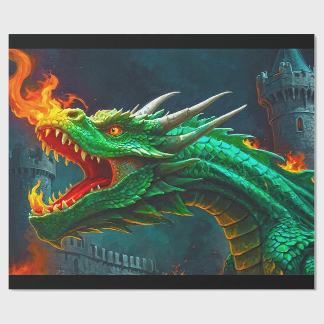 Welsh Dragon Provides Heating for English Castle Wrapping Paper (Flat)
