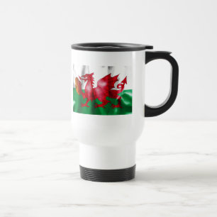 Welsh Dragon Rugby Ball Flag Travel Mug