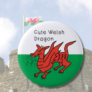Welsh dragon St Davids day for cute people Wales 6 Cm Round Badge