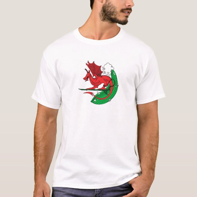 Welsh Dragon Surfing T-Shirt (Front)