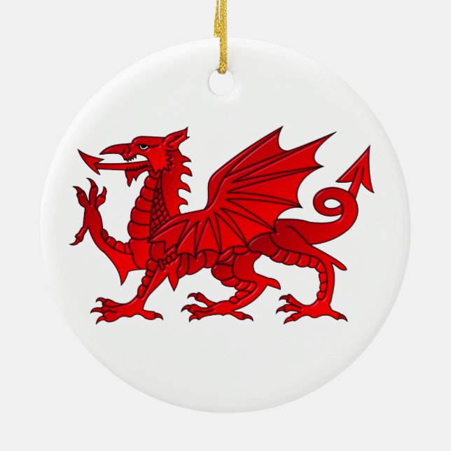 Welsh Dragon With a Bevel Effect Ceramic Tree Decoration (Back)