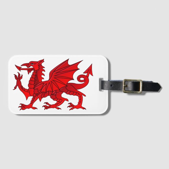 Welsh Dragon With a Bevel Effect Luggage Tag (Front Horizontal)