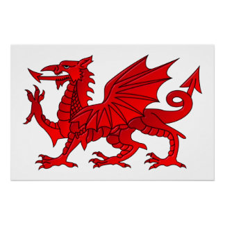 Welsh Dragon With a Bevel Effect Poster
