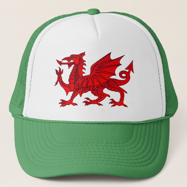 Welsh Dragon With a Bevel Effect Trucker Hat (Front)
