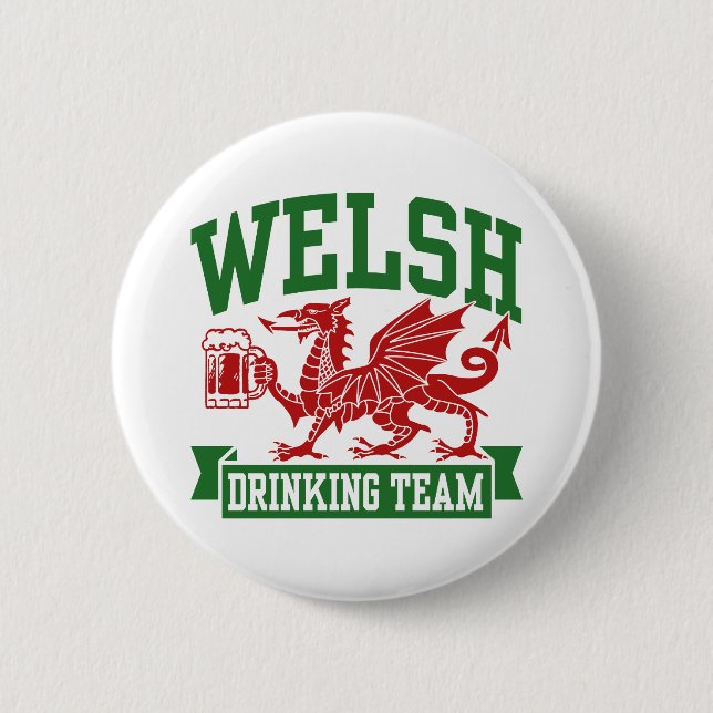 Welsh Drinking Team 6 Cm Round Badge (Front)